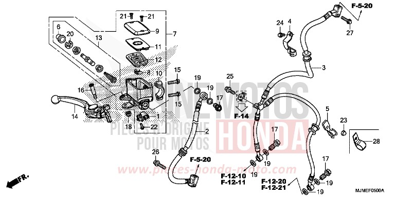 HAUPTBREMSZYLINDER, VORNE ZYLINDER von VFR800X „Crossrunner“ CANDY PROMINENCE RED (R342) von 2017